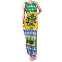 Gabon Christmas Family Matching Tank Maxi Dress and Hawaiian Shirt Joyeux Noel Coat Of Arms - Wonder Print Shop