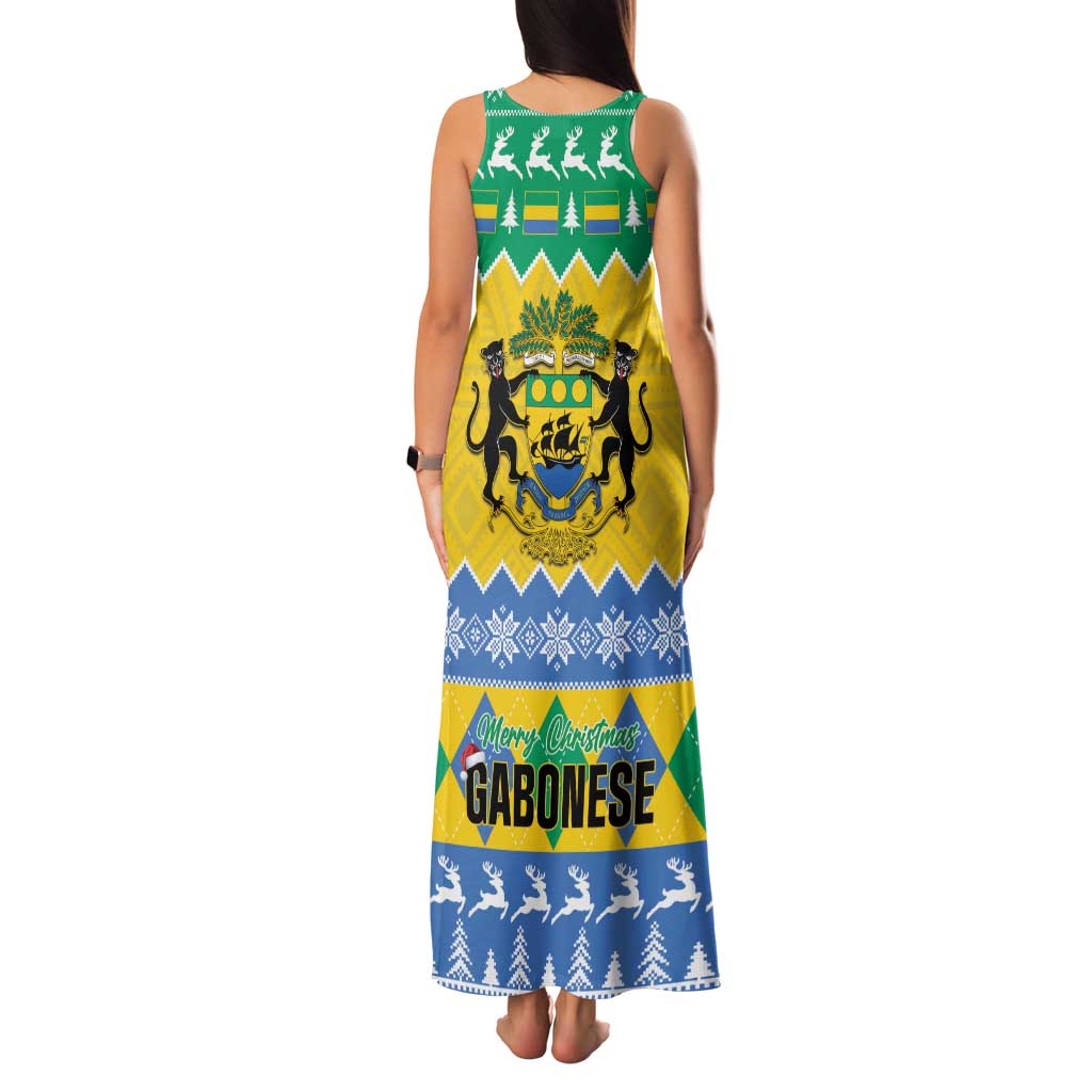 Gabon Christmas Family Matching Tank Maxi Dress and Hawaiian Shirt Joyeux Noel Coat Of Arms - Wonder Print Shop