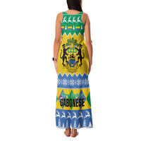Gabon Christmas Family Matching Tank Maxi Dress and Hawaiian Shirt Joyeux Noel Coat Of Arms - Wonder Print Shop