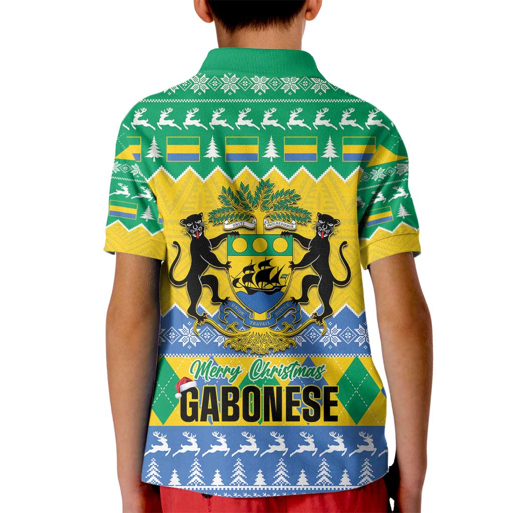 Gabon Christmas Kid Polo Shirt Joyeux Noel Coat Of Arms - Wonder Print Shop