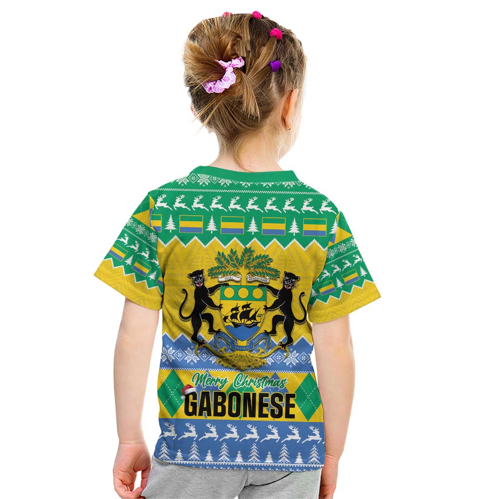 Gabon Christmas Kid T Shirt Joyeux Noel Coat Of Arms - Wonder Print Shop