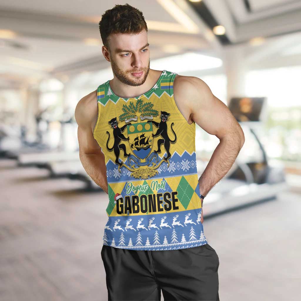 Gabon Christmas Men Tank Top Joyeux Noel Coat Of Arms - Wonder Print Shop