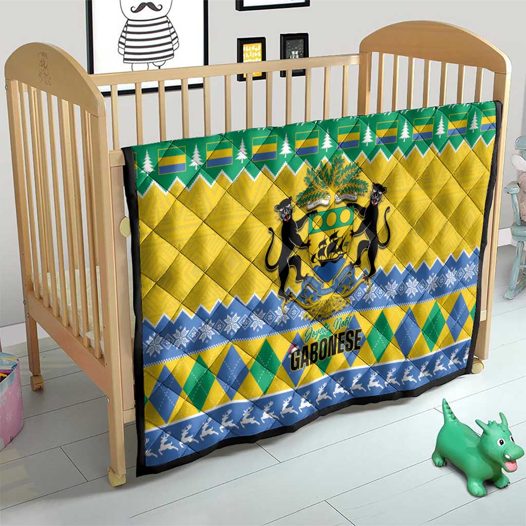 Gabon Christmas Quilt Joyeux Noel Coat Of Arms - Wonder Print Shop