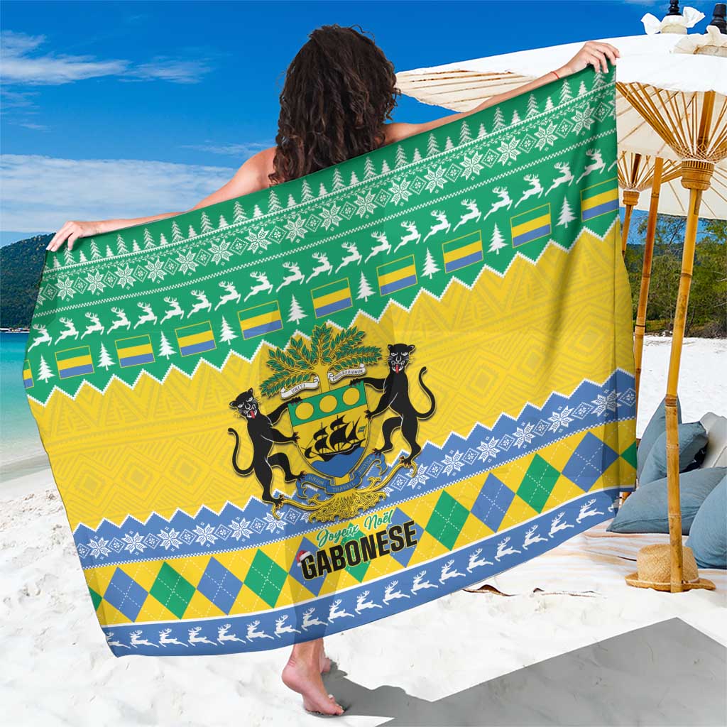 Gabon Christmas Sarong Joyeux Noel Coat Of Arms - Wonder Print Shop