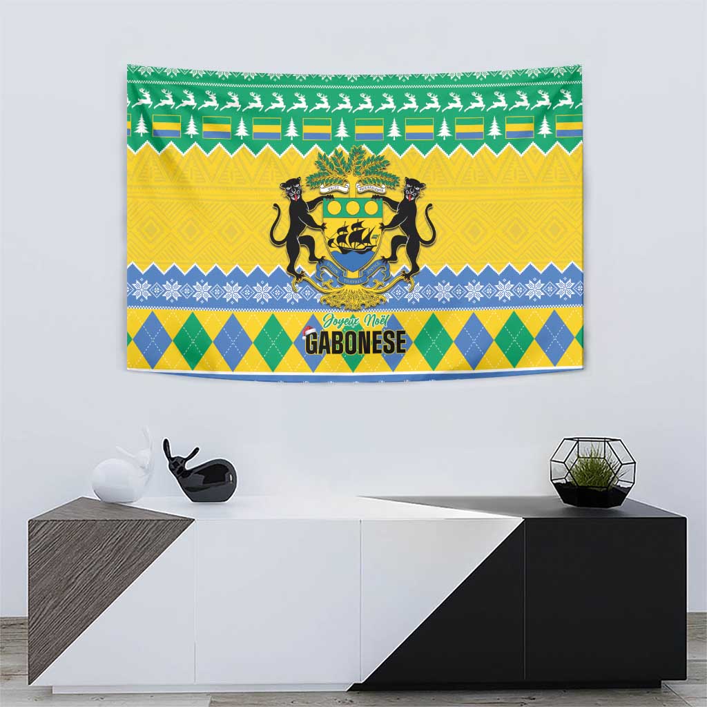 Gabon Christmas Tapestry Joyeux Noel Coat Of Arms - Wonder Print Shop