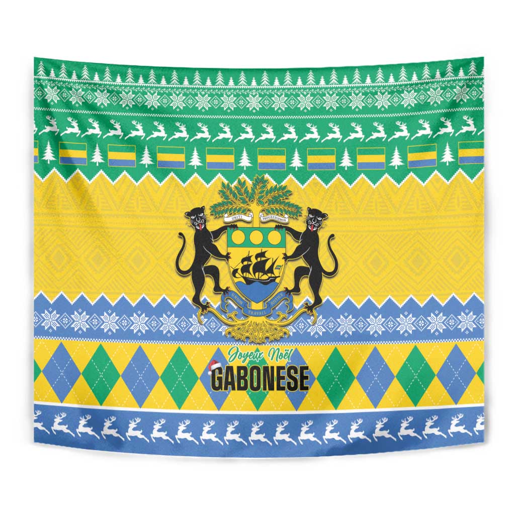 Gabon Christmas Tapestry Joyeux Noel Coat Of Arms - Wonder Print Shop