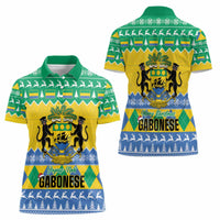Gabon Christmas Women Polo Shirt Joyeux Noel Coat Of Arms - Wonder Print Shop