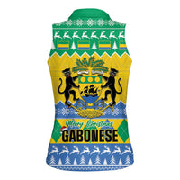 Gabon Christmas Women Sleeveless Polo Shirt Joyeux Noel Coat Of Arms - Wonder Print Shop