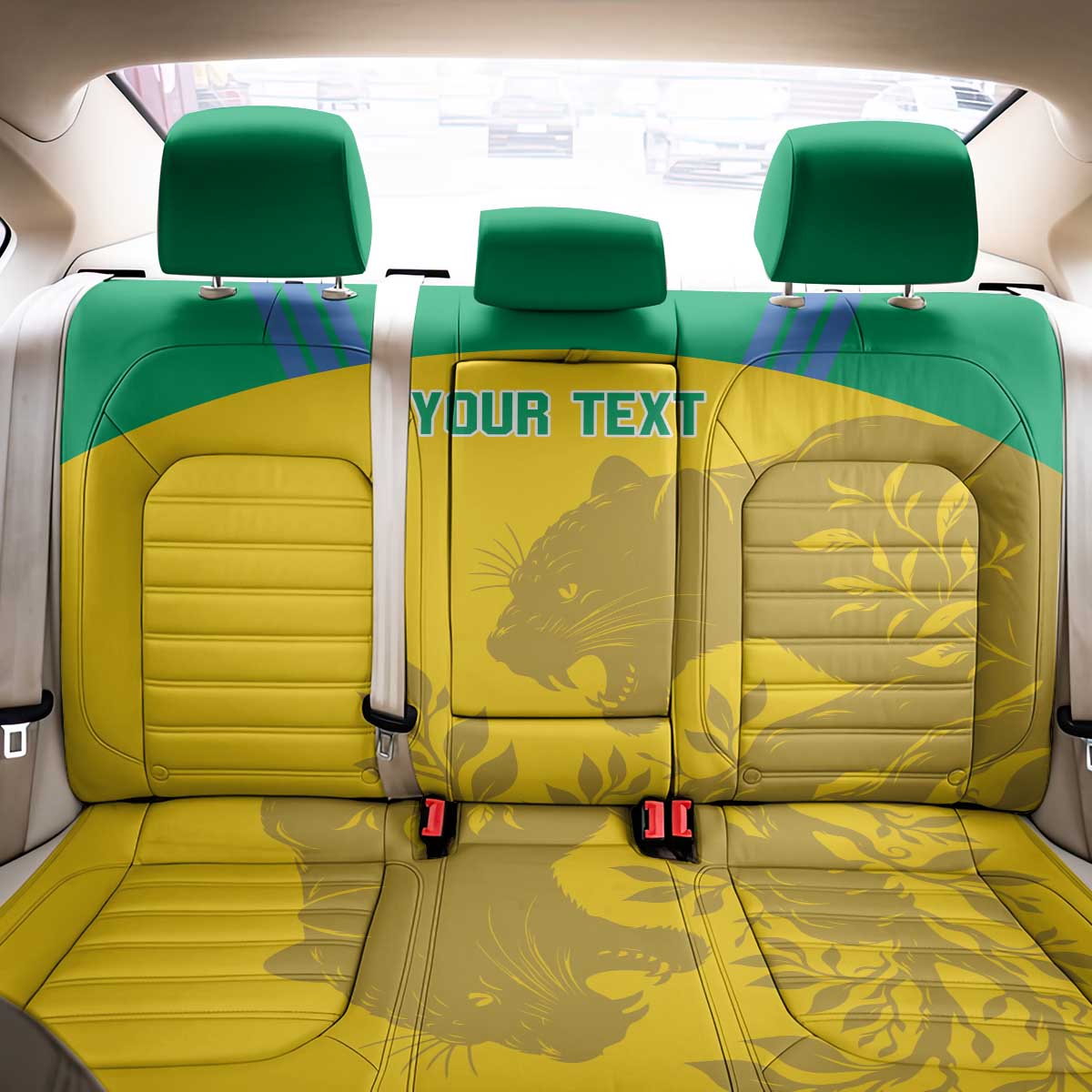 Custom Gabon Football Back Car Seat Cover Allez Les Pantheres - Wonder Print Shop