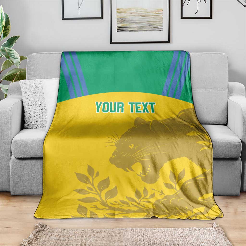 Custom Gabon Football Blanket Allez Les Pantheres