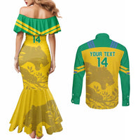 Custom Gabon Football Couples Matching Mermaid Dress and Long Sleeve Button Shirt Allez Les Pantheres