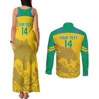 Custom Gabon Football Couples Matching Tank Maxi Dress and Long Sleeve Button Shirt Allez Les Pantheres - Wonder Print Shop