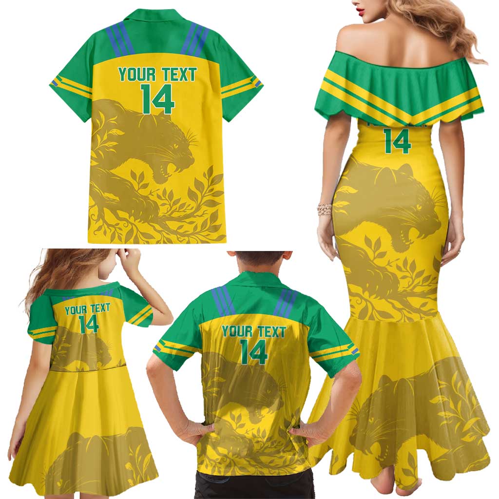 Custom Gabon Football Family Matching Mermaid Dress and Hawaiian Shirt Allez Les Pantheres - Wonder Print Shop
