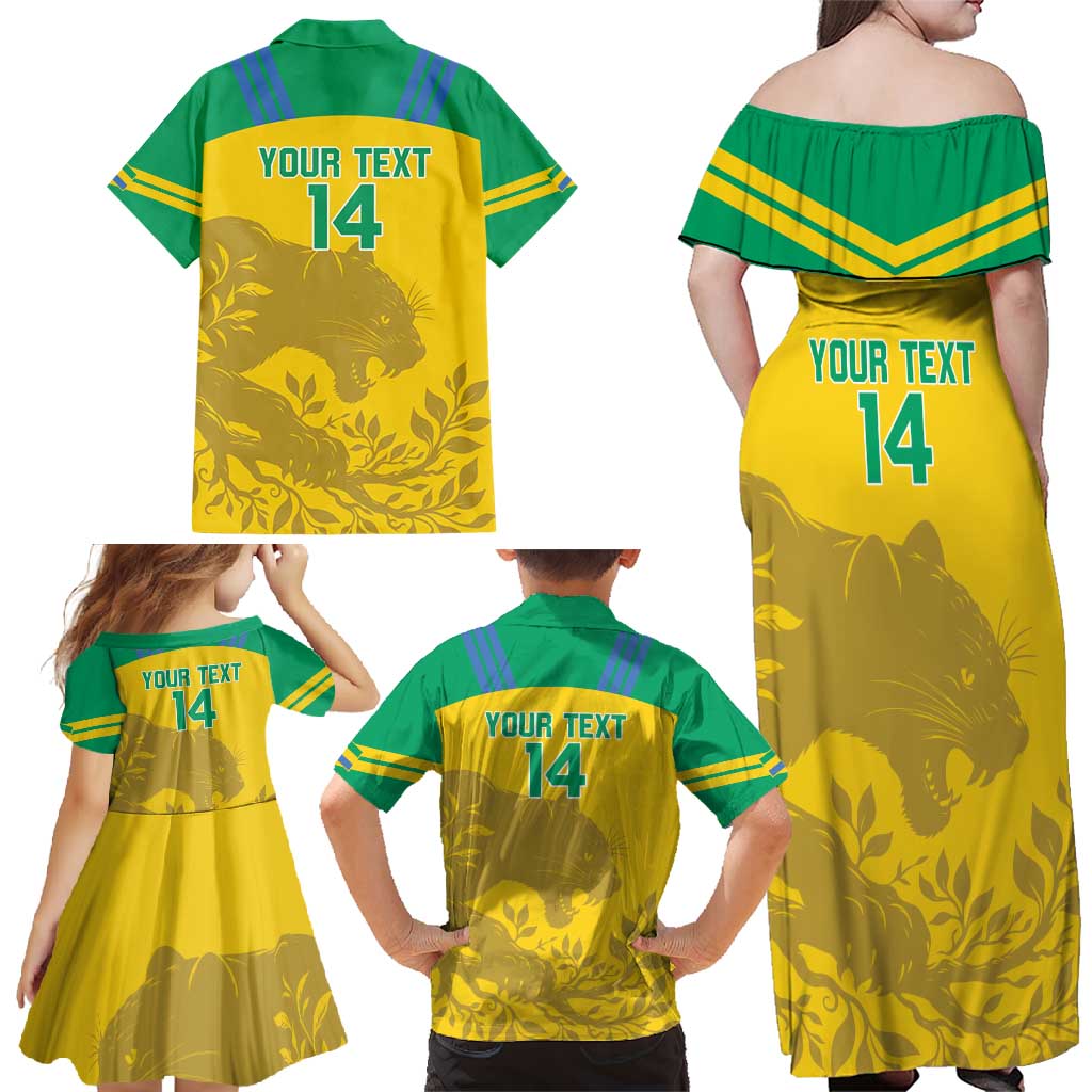 Custom Gabon Football Family Matching Off Shoulder Maxi Dress and Hawaiian Shirt Allez Les Pantheres - Wonder Print Shop