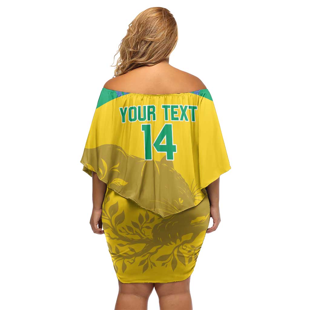 Custom Gabon Football Family Matching Off Shoulder Short Dress and Hawaiian Shirt Allez Les Pantheres - Wonder Print Shop