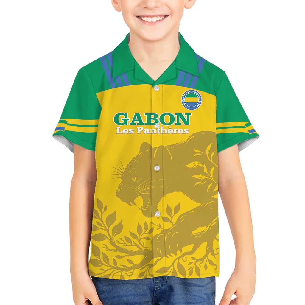 Custom Gabon Football Family Matching Off Shoulder Short Dress and Hawaiian Shirt Allez Les Pantheres - Wonder Print Shop