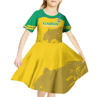 Custom Gabon Football Kid Short Sleeve Dress Allez Les Pantheres - Wonder Print Shop