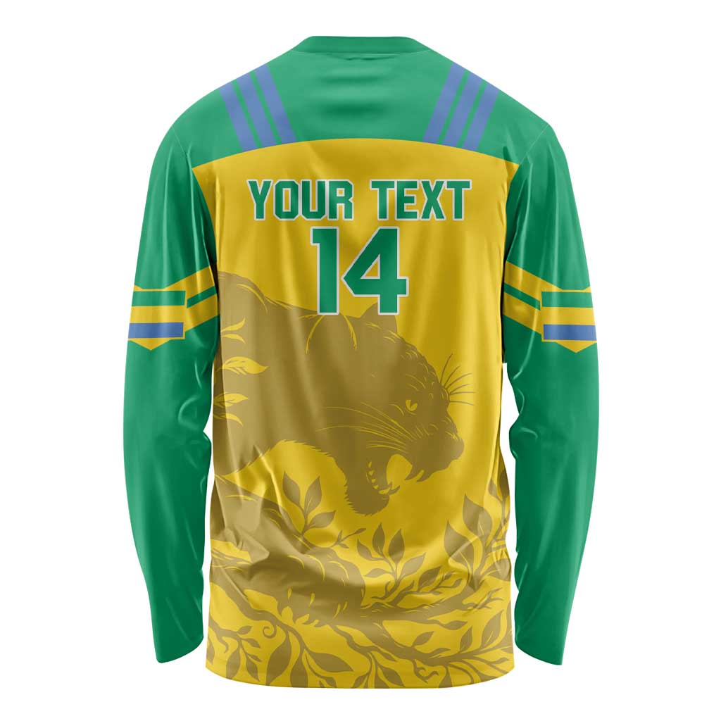 Custom Gabon Football Long Sleeve Shirt Allez Les Pantheres - Wonder Print Shop