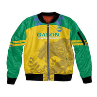 Custom Gabon Football Sleeve Zip Bomber Jacket Allez Les Pantheres - Wonder Print Shop