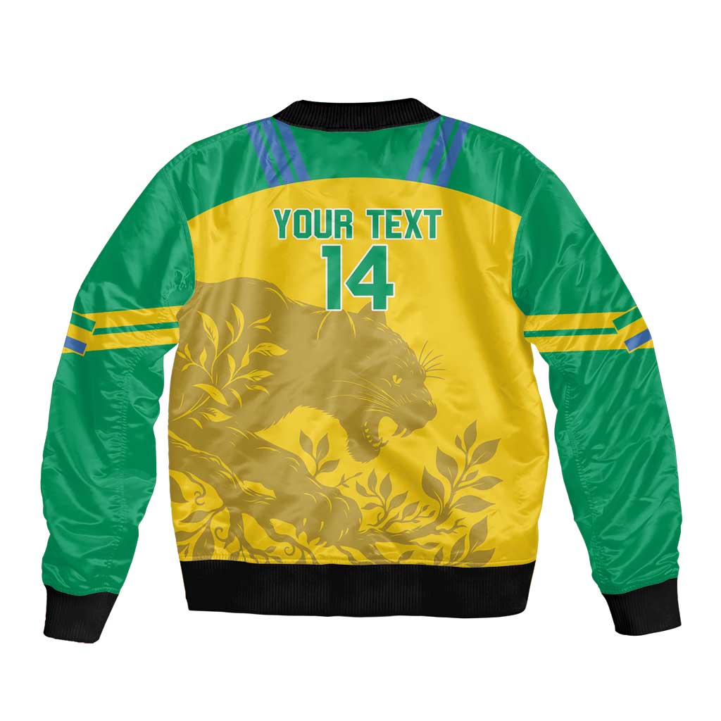 Custom Gabon Football Sleeve Zip Bomber Jacket Allez Les Pantheres - Wonder Print Shop