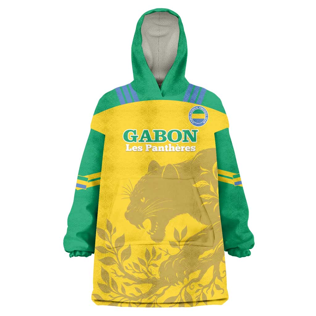 Custom Gabon Football Wearable Blanket Hoodie Allez Les Pantheres - Wonder Print Shop