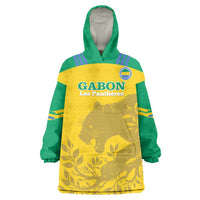 Custom Gabon Football Wearable Blanket Hoodie Allez Les Pantheres - Wonder Print Shop