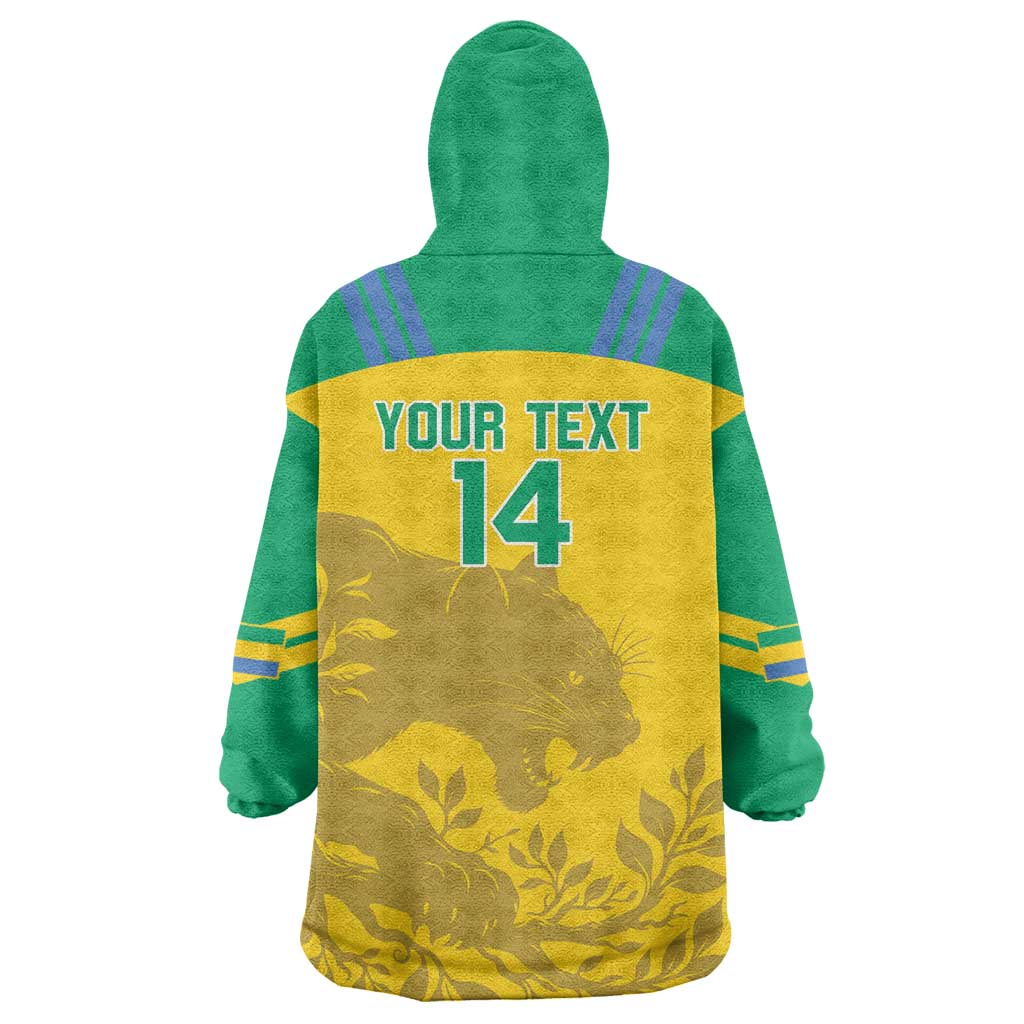 Custom Gabon Football Wearable Blanket Hoodie Allez Les Pantheres - Wonder Print Shop