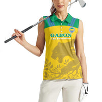 Custom Gabon Football Women Sleeveless Polo Shirt Allez Les Pantheres - Wonder Print Shop