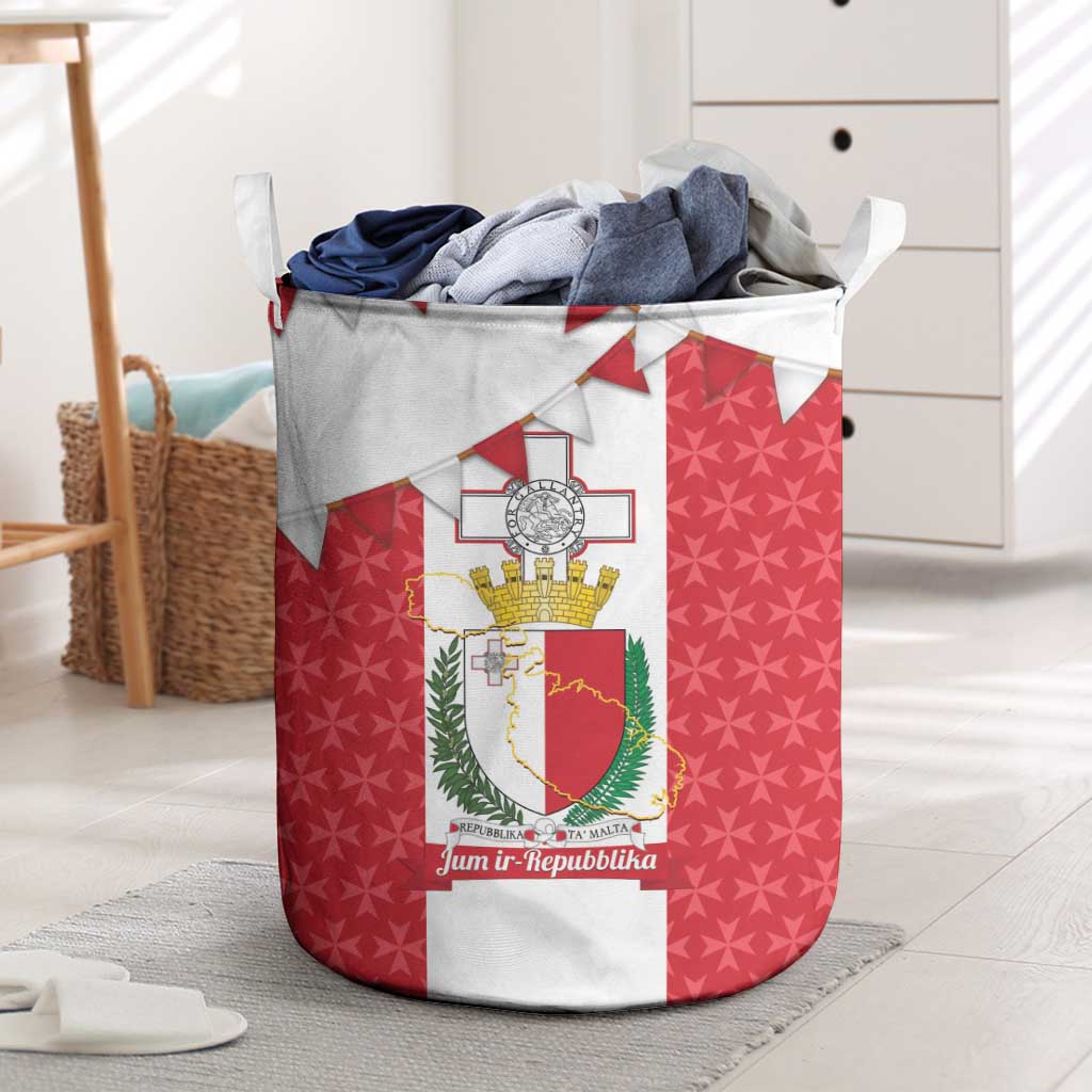 Malta Republic Day Laundry Basket Jum ir-Repubblika Maltese Cross - Wonder Print Shop