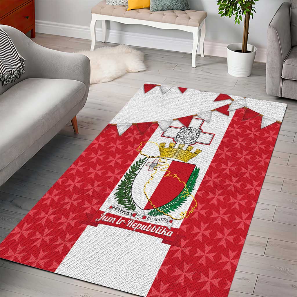 Malta Republic Day Area Rug Jum ir-Repubblika Maltese Cross - Wonder Print Shop