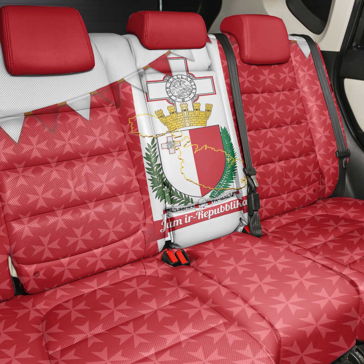 Malta Republic Day Back Car Seat Cover Jum ir-Repubblika Maltese Cross - Wonder Print Shop