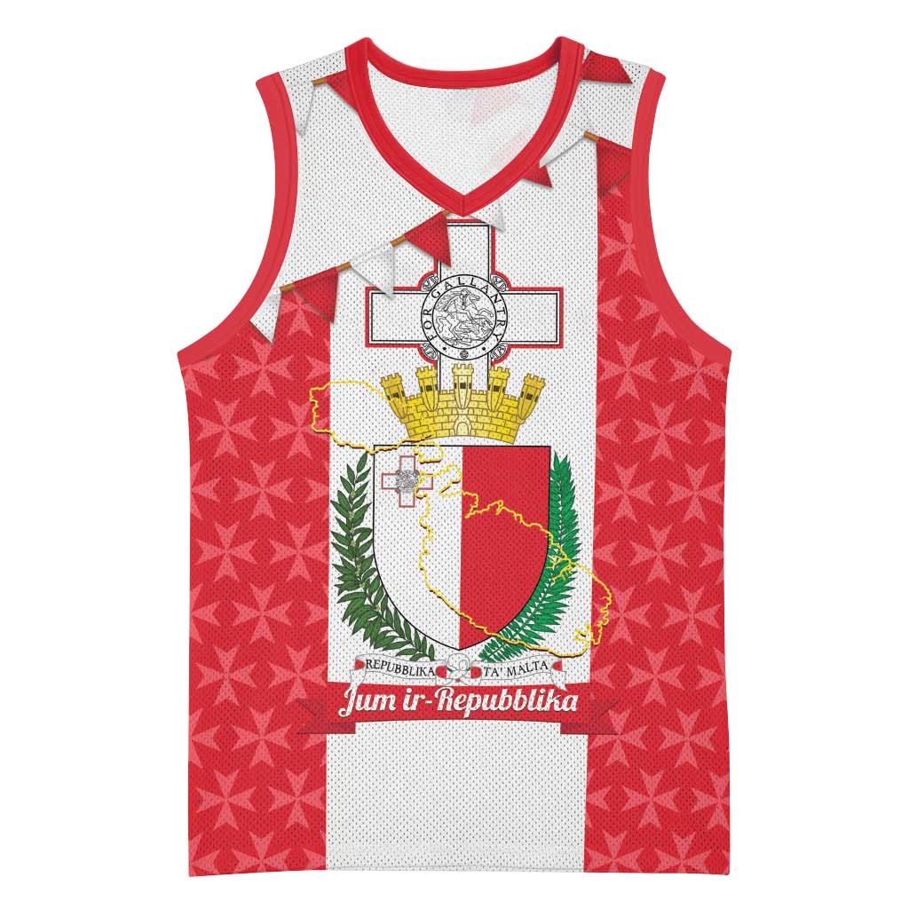 Malta Republic Day Basketball Jersey Jum ir-Repubblika Maltese Cross - Wonder Print Shop