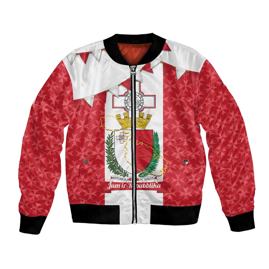 Malta Republic Day Bomber Jacket Jum ir-Repubblika Maltese Cross - Wonder Print Shop