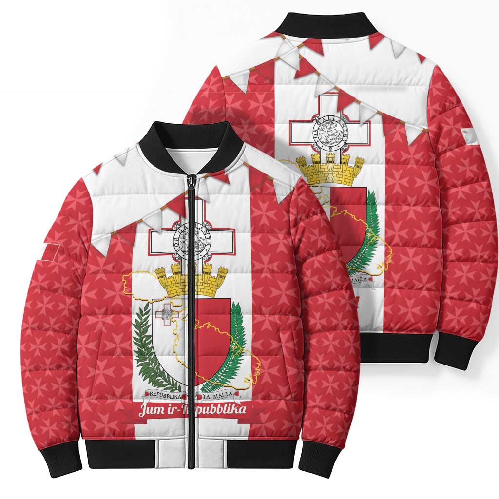 Malta Republic Day Bomber Puffer Jacket Jum ir-Repubblika Maltese Cross - Wonder Print Shop