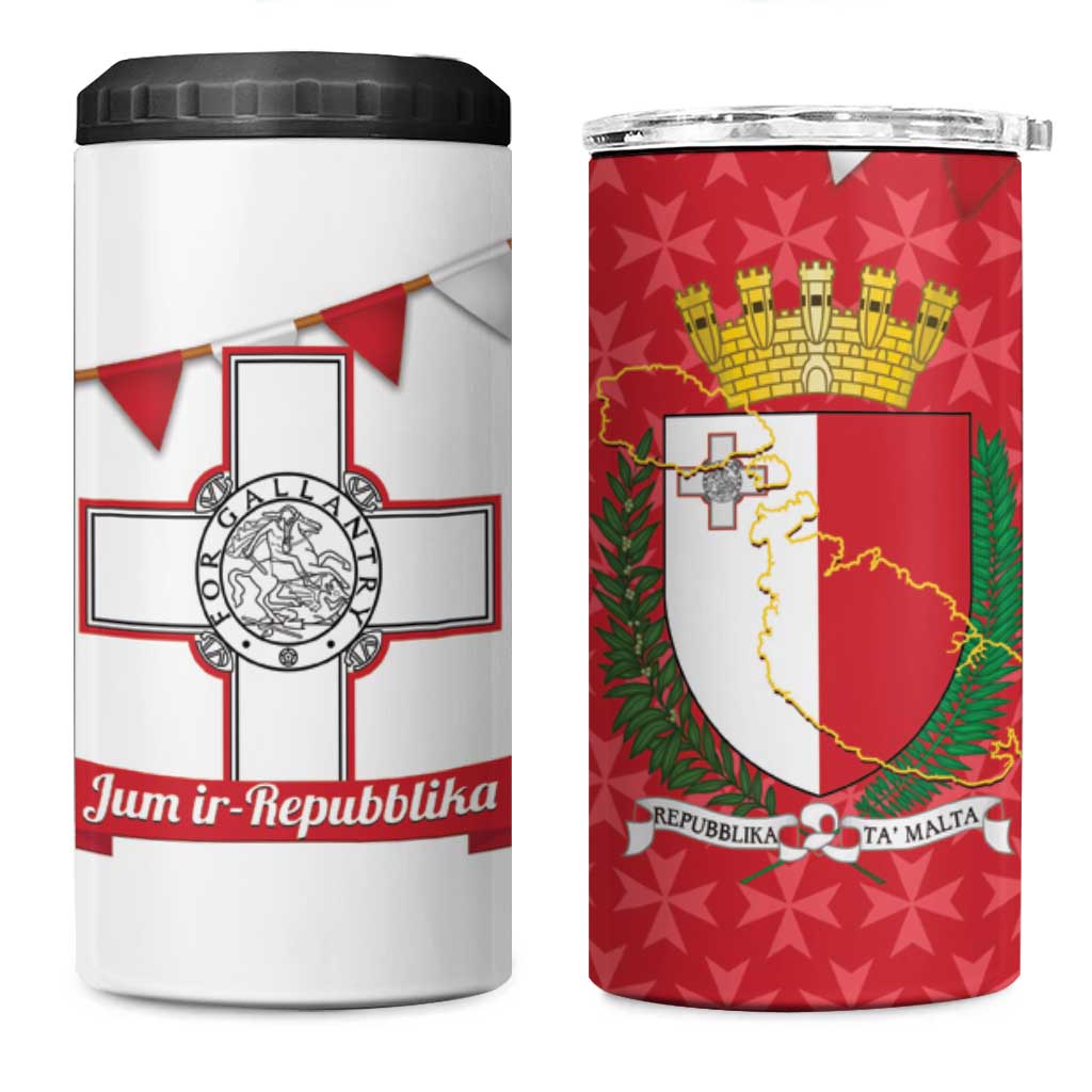 Malta Republic Day 4 in 1 Can Cooler Tumbler Jum ir-Repubblika Maltese Cross - Wonder Print Shop