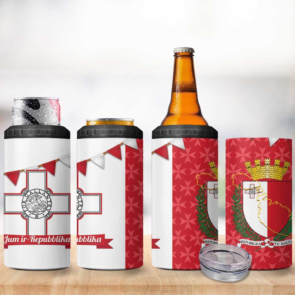 Malta Republic Day 4 in 1 Can Cooler Tumbler Jum ir-Repubblika Maltese Cross - Wonder Print Shop