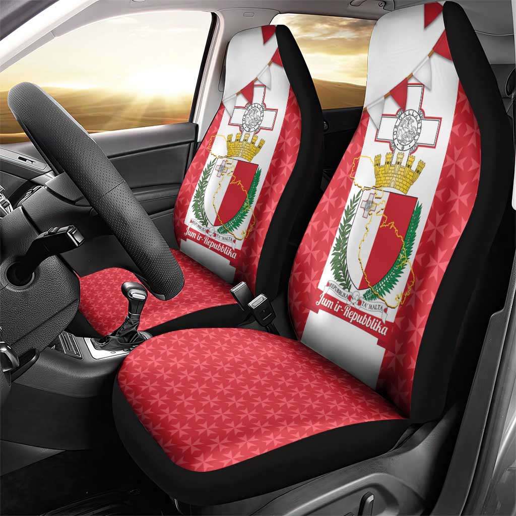 Malta Republic Day Car Seat Cover Jum ir-Repubblika Maltese Cross - Wonder Print Shop