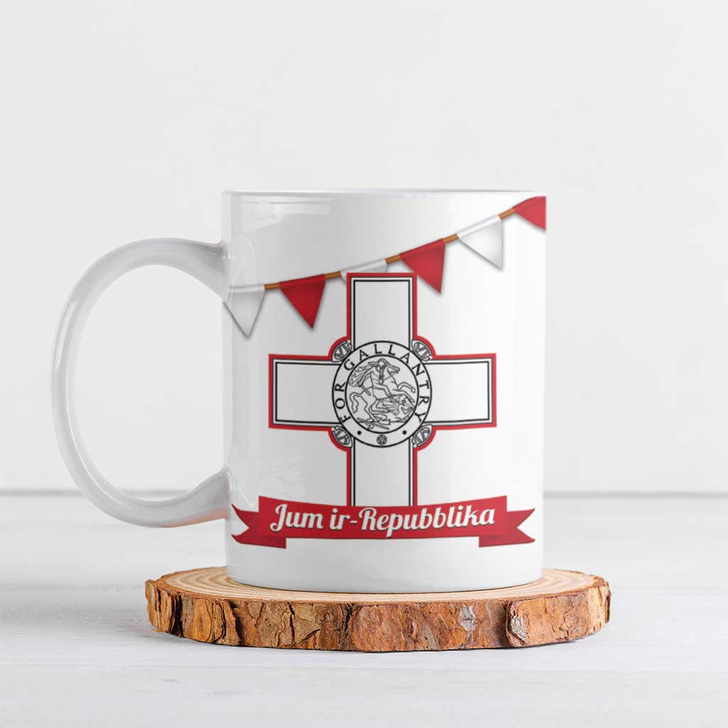 Malta Republic Day Ceramic Mug Jum ir-Repubblika Maltese Cross - Wonder Print Shop