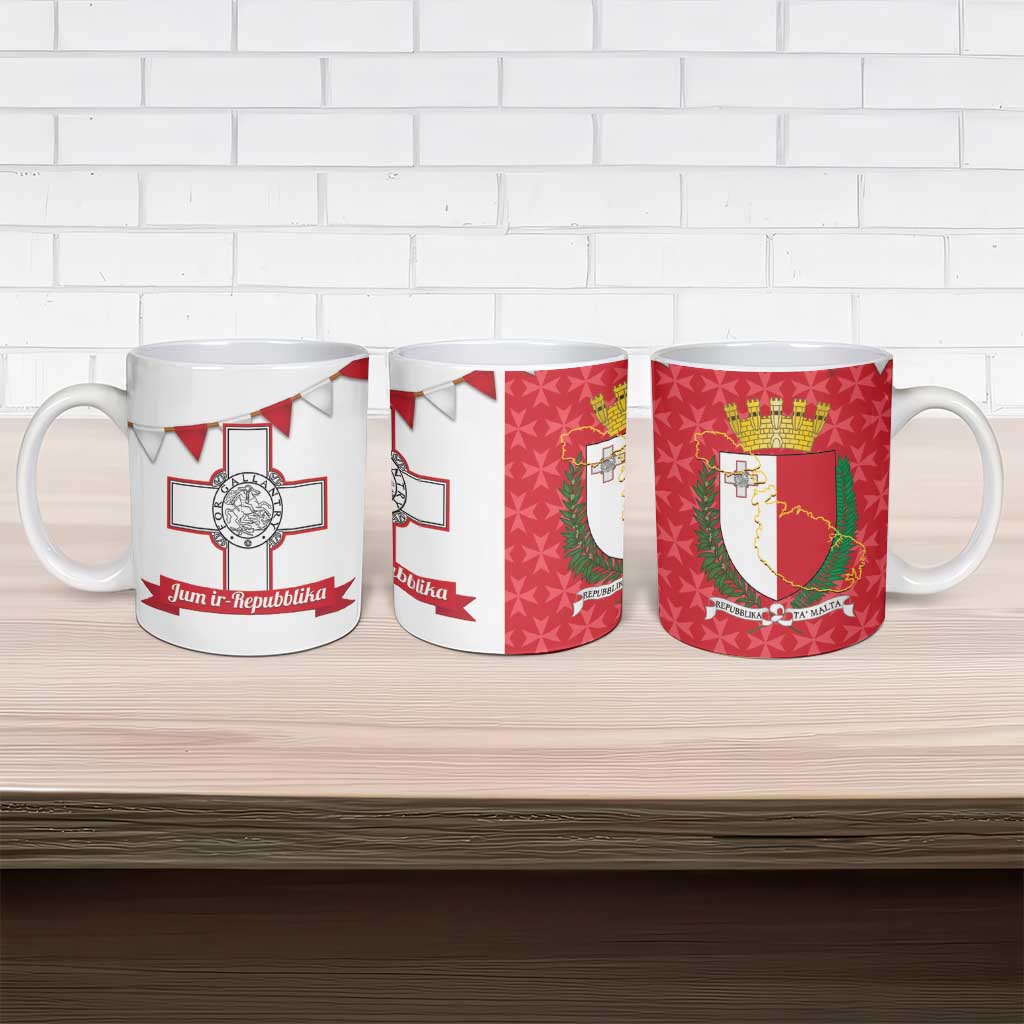 Malta Republic Day Ceramic Mug Jum ir-Repubblika Maltese Cross - Wonder Print Shop