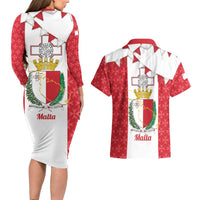 Malta Republic Day Couples Matching Long Sleeve Bodycon Dress and Hawaiian Shirt Jum ir-Repubblika Maltese Cross - Wonder Print Shop