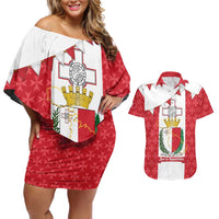 Malta Republic Day Couples Matching Off Shoulder Short Dress and Hawaiian Shirt Jum ir-Repubblika Maltese Cross - Wonder Print Shop