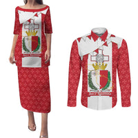 Malta Republic Day Couples Matching Puletasi and Long Sleeve Button Shirt Jum ir-Repubblika Maltese Cross - Wonder Print Shop
