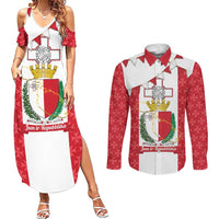 Malta Republic Day Couples Matching Summer Maxi Dress and Long Sleeve Button Shirt Jum ir-Repubblika Maltese Cross - Wonder Print Shop