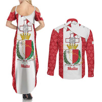 Malta Republic Day Couples Matching Summer Maxi Dress and Long Sleeve Button Shirt Jum ir-Repubblika Maltese Cross - Wonder Print Shop