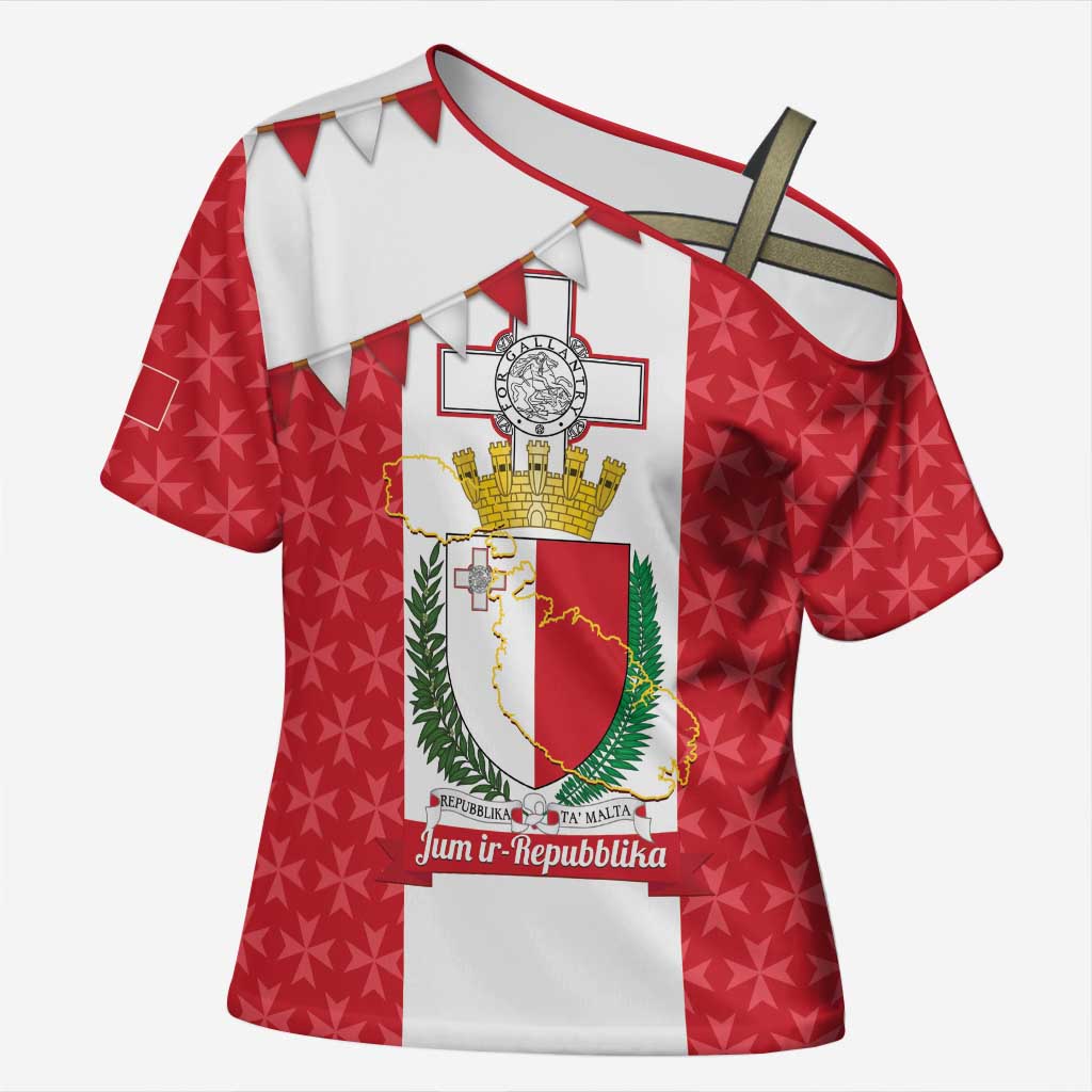 Malta Republic Day Cross Shoulder Shirt Jum ir-Repubblika Maltese Cross - Wonder Print Shop
