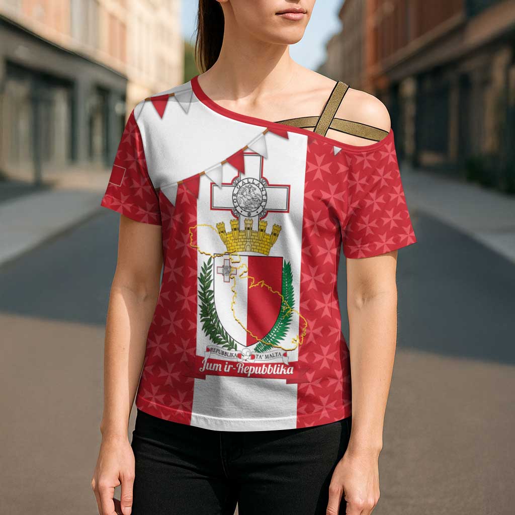 Malta Republic Day Cross Shoulder Shirt Jum ir-Repubblika Maltese Cross - Wonder Print Shop