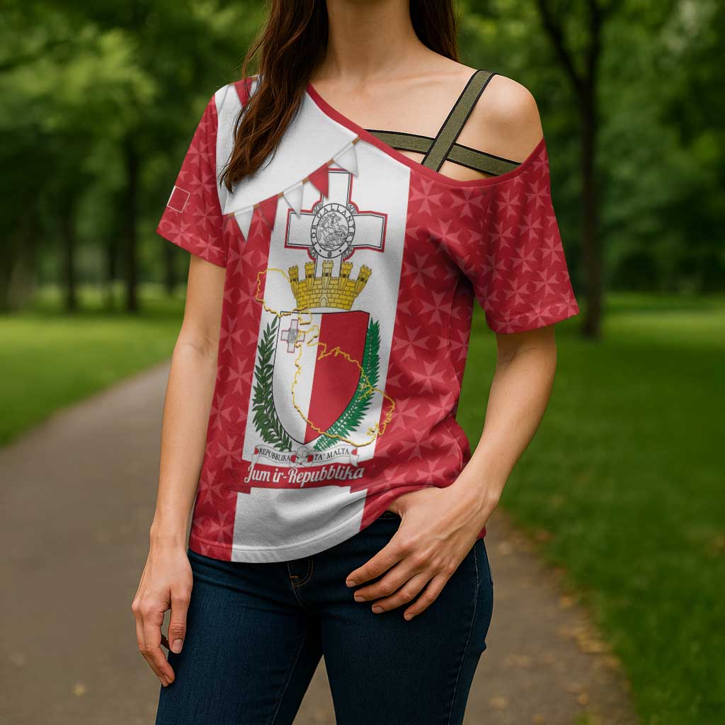 Malta Republic Day Cross Shoulder Shirt Jum ir-Repubblika Maltese Cross - Wonder Print Shop