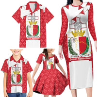 Malta Republic Day Family Matching Long Sleeve Bodycon Dress and Hawaiian Shirt Jum ir-Repubblika Maltese Cross - Wonder Print Shop