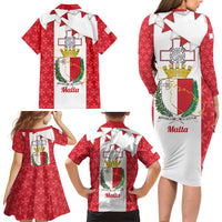 Malta Republic Day Family Matching Long Sleeve Bodycon Dress and Hawaiian Shirt Jum ir-Repubblika Maltese Cross - Wonder Print Shop