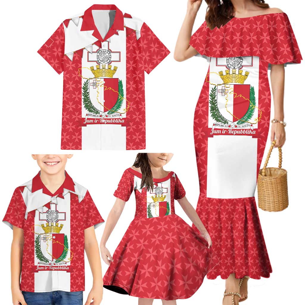 Malta Republic Day Family Matching Mermaid Dress and Hawaiian Shirt Jum ir-Repubblika Maltese Cross - Wonder Print Shop